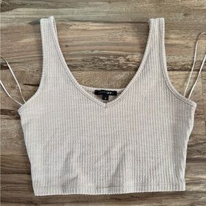 Papermoon Ribbed Beige Crop Top